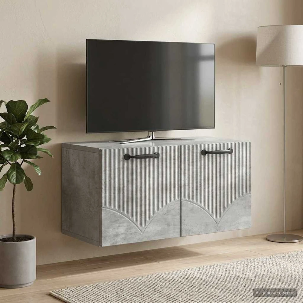 TV staliukas Sieninė TV spintelė Betono pilka 59,5 x 31 x 30 cm