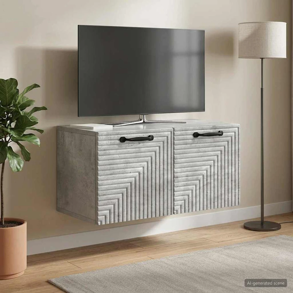 TV staliukas Sieninė TV spintelė Betono pilka 59,5 x 31 x 30 cm