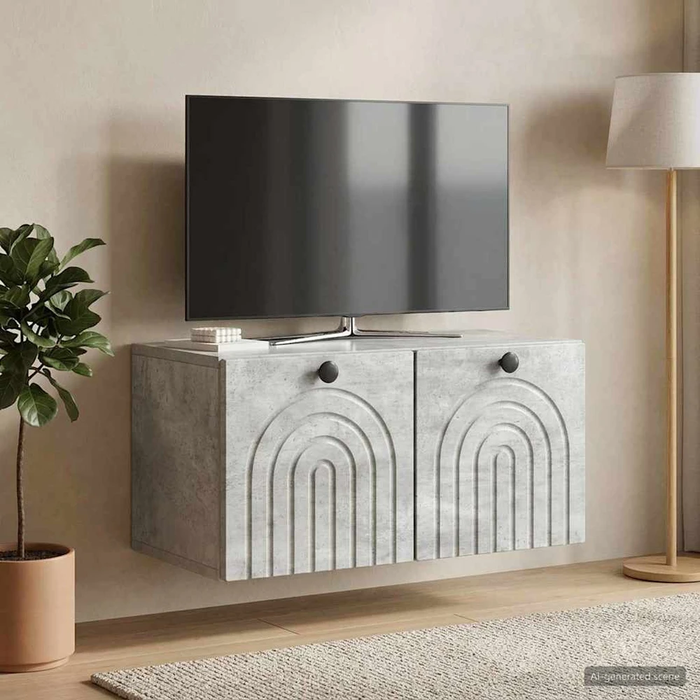 TV staliukas Sieninė TV spintelė Betono pilka 59,5 x 31 x 30 cm