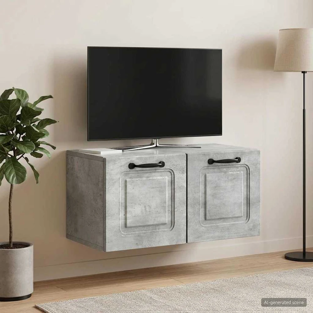 TV staliukas Sieninė TV spintelė Betono pilka 59,5 x 31 x 30 cm