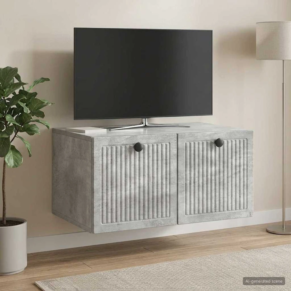 TV staliukas Sieninė TV spintelė Betono pilka 59,5 x 41 x 30 cm