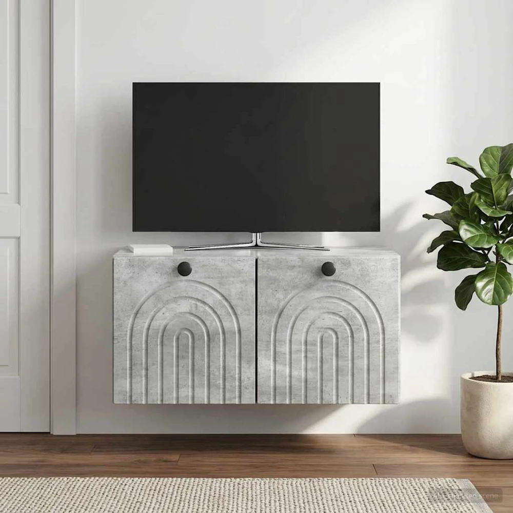 TV staliukas Sieninė TV spintelė Betono pilka 59,5 x 31 x 30 cm