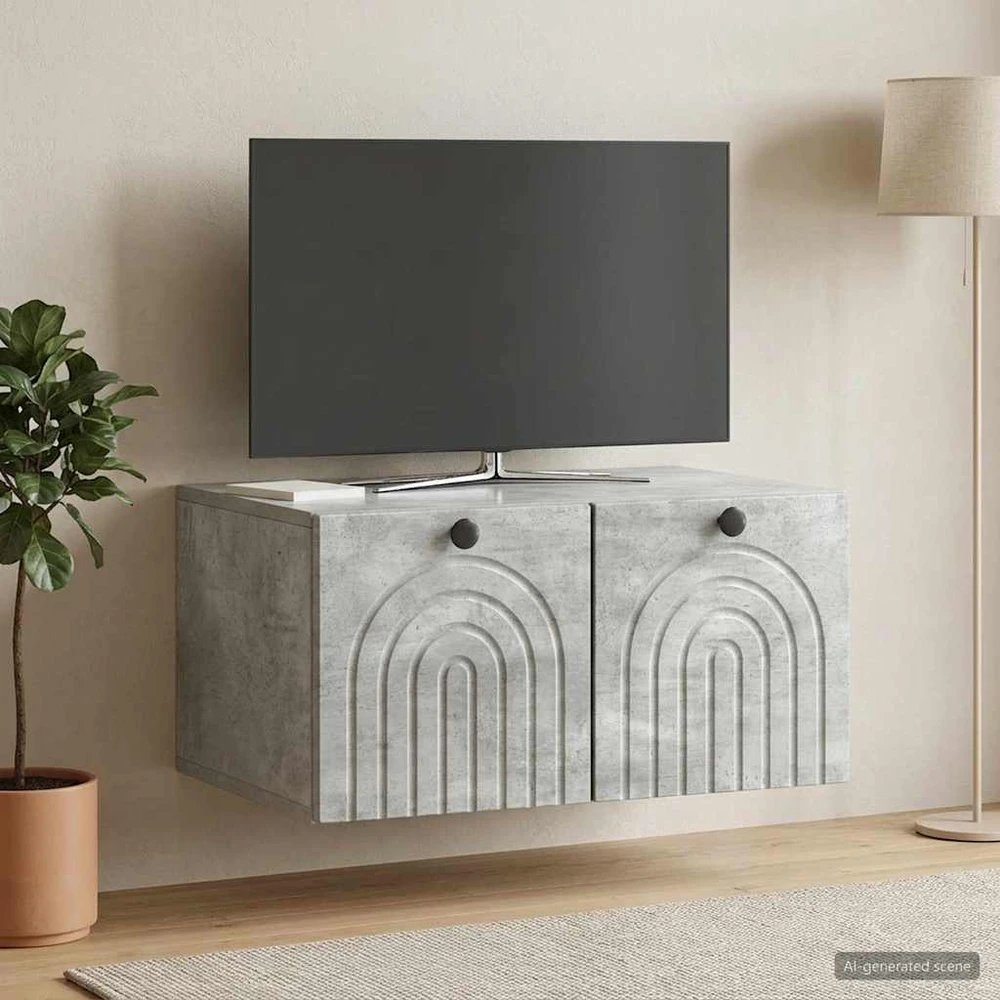 TV staliukas Sieninė TV spintelė Betono pilka 59,5 x 41 x 30 cm