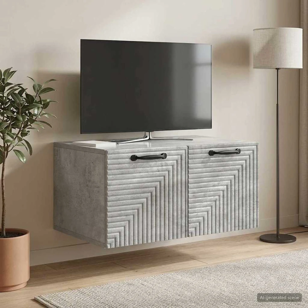 TV staliukas Sieninė TV spintelė Betono pilka 59,5 x 41 x 30 cm