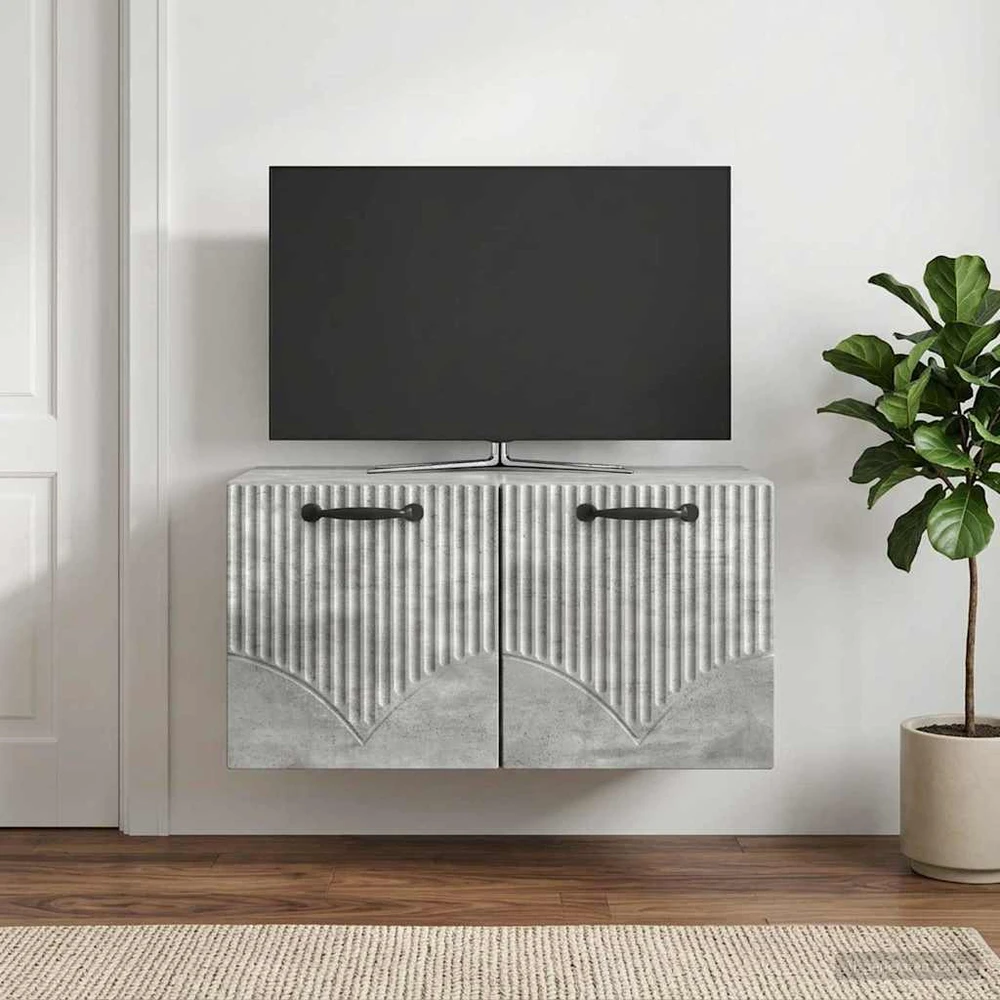 TV staliukas Sieninė TV spintelė Betono pilka 59,5 x 41 x 30 cm