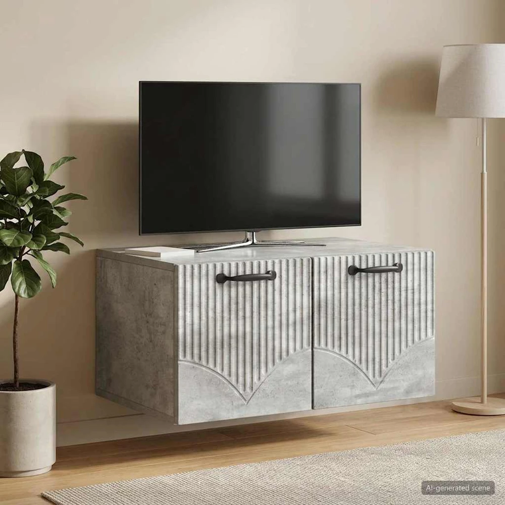 TV staliukas Sieninė TV spintelė Betono pilka 59,5 x 41 x 30 cm