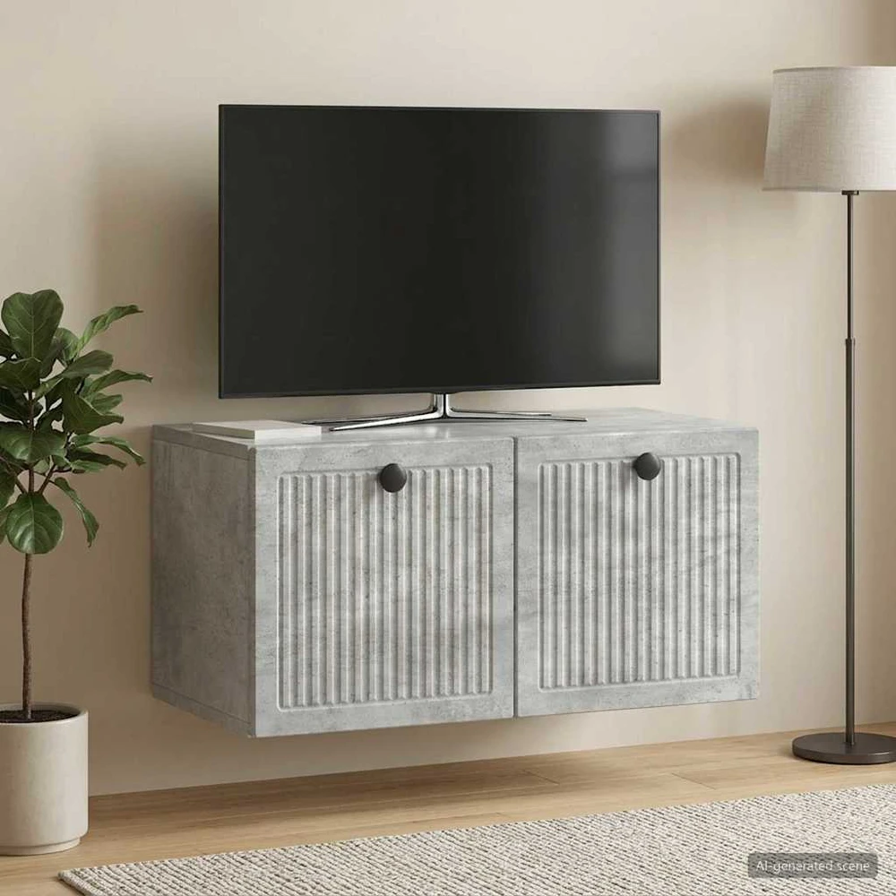 TV staliukas Sieninė TV spintelė Betono pilka 59,5 x 31 x 30 cm