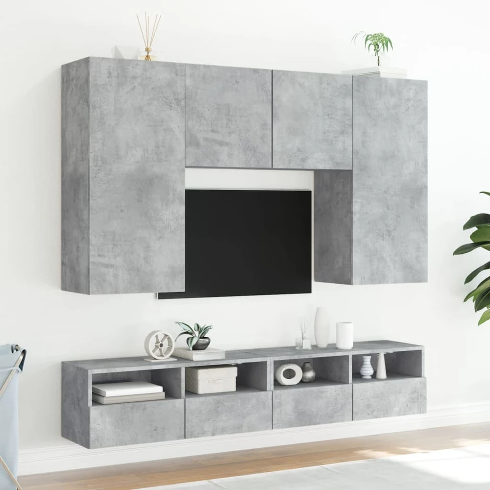 TV staliukas Sieninė TV spintelė, betono pilka, 80x30x30cm, apdirbta mediena