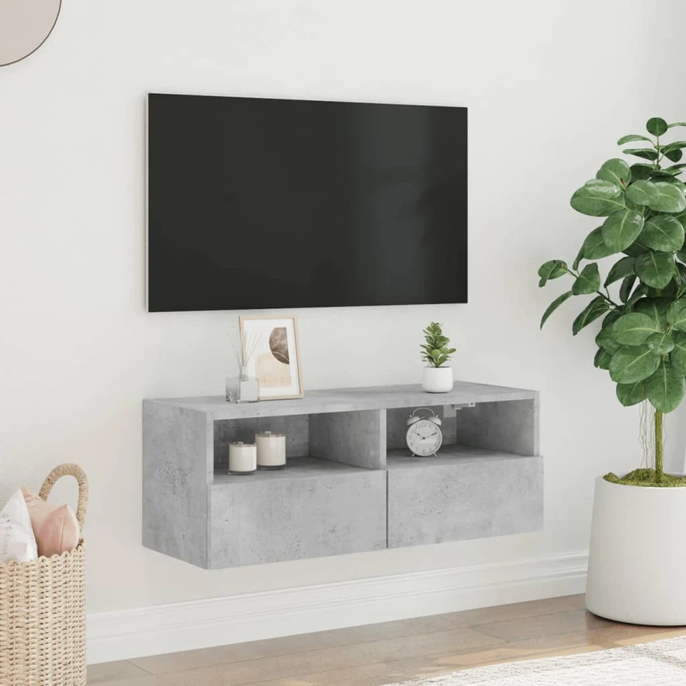 TV staliukas Sieninė TV spintelė, betono pilka, 80x30x30cm, apdirbta mediena