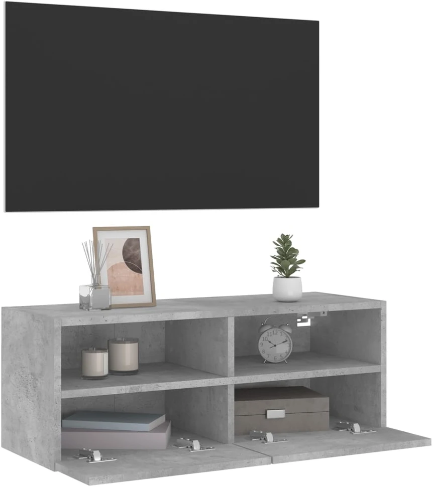 TV staliukas Sieninė TV spintelė, betono pilka, 80x30x30cm, apdirbta mediena