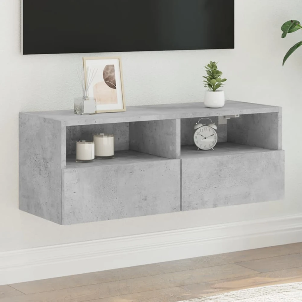 TV staliukas Sieninė TV spintelė, betono pilka, 80x30x30cm, apdirbta mediena