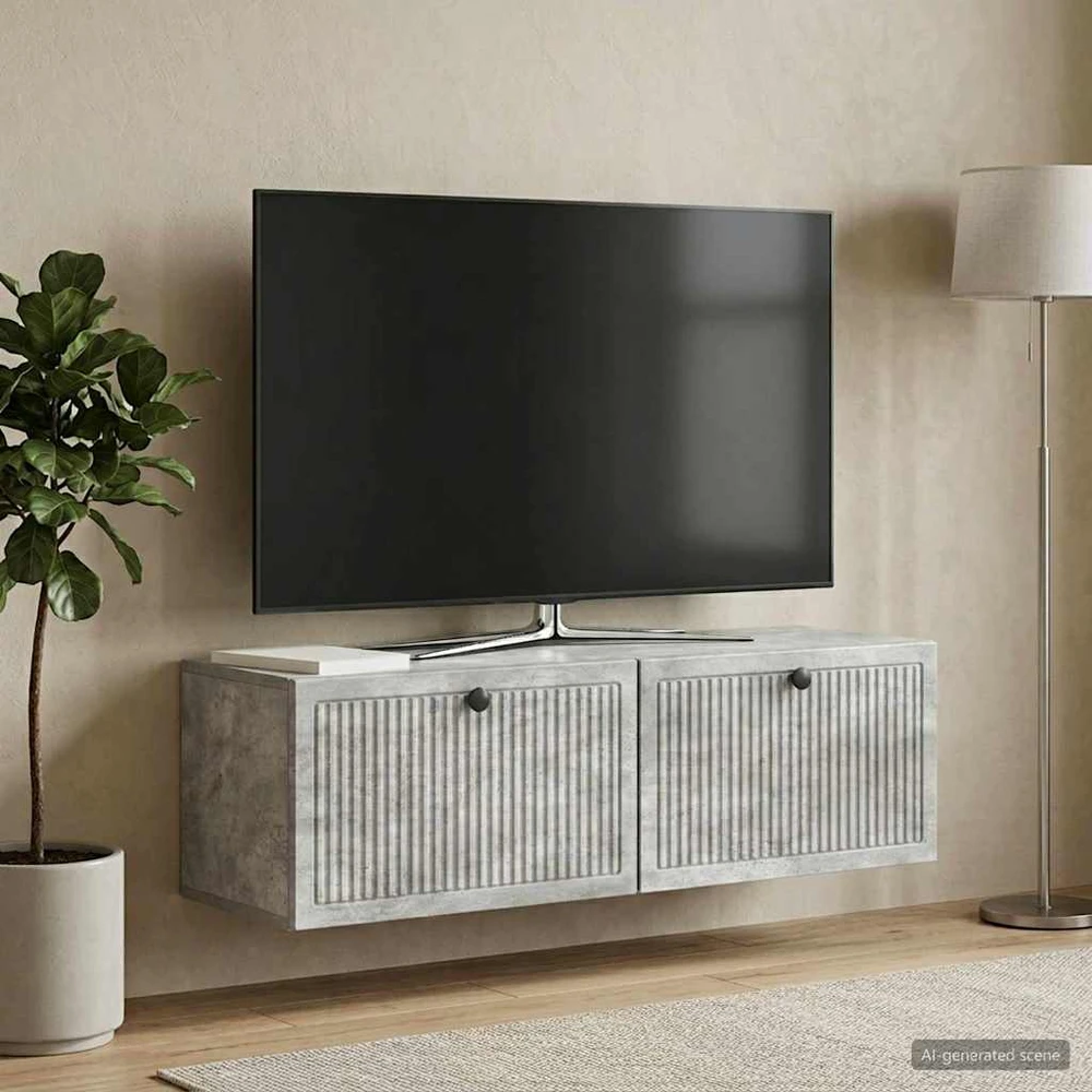 TV staliukas Sieninė TV spintelė Betono pilka 98 x 31 x 30 cm