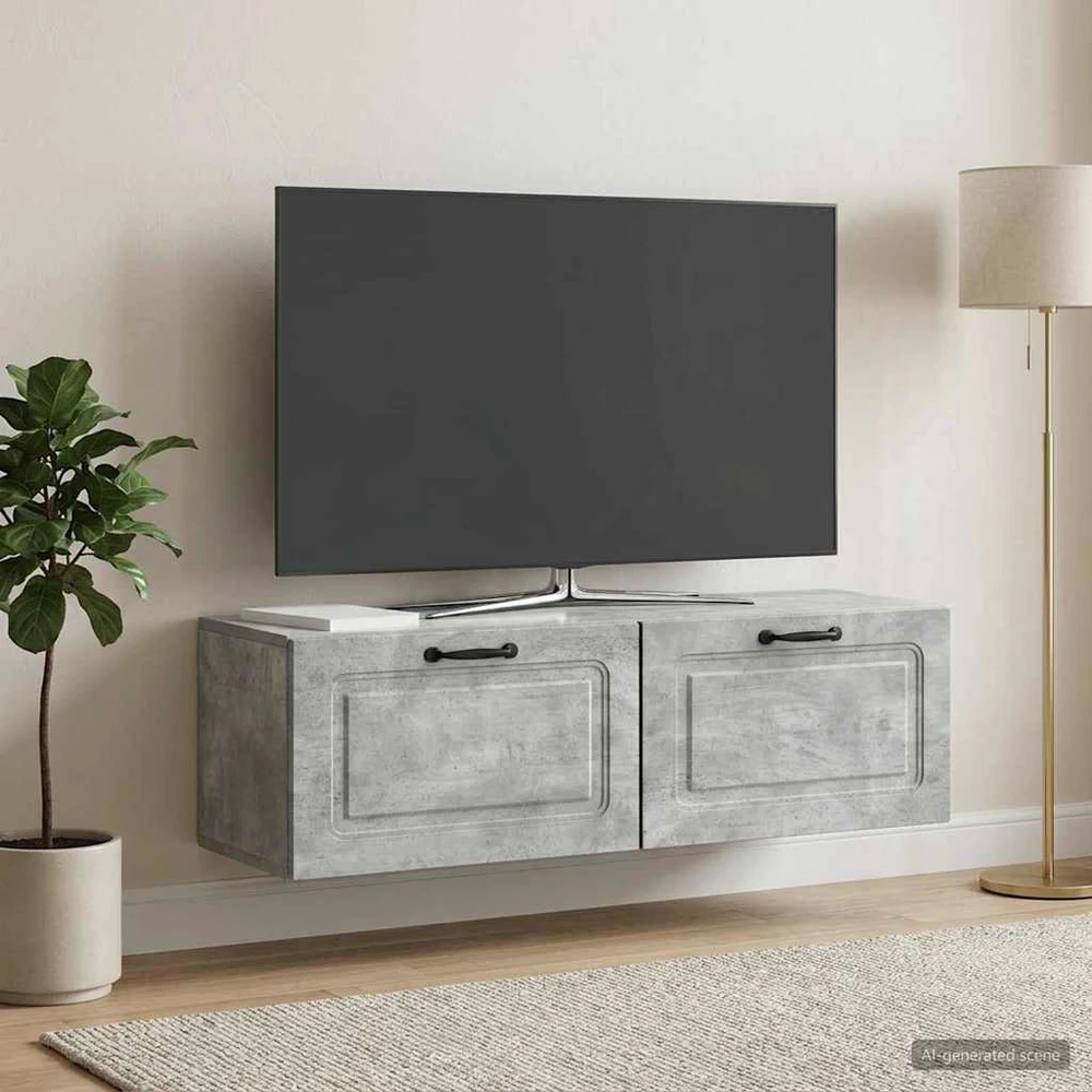TV staliukas Sieninė TV spintelė Betono pilka 98 x 31 x 30 cm