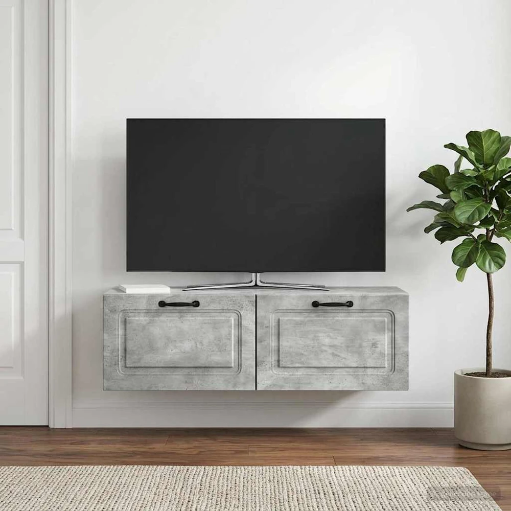 TV staliukas Sieninė TV spintelė Betono pilka 98 x 31 x 30 cm