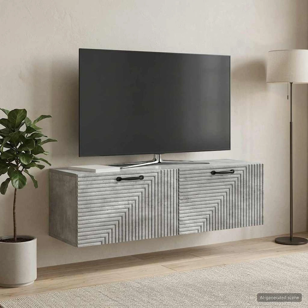 TV staliukas Sieninė TV spintelė Betono pilka 98 x 31 x 30 cm