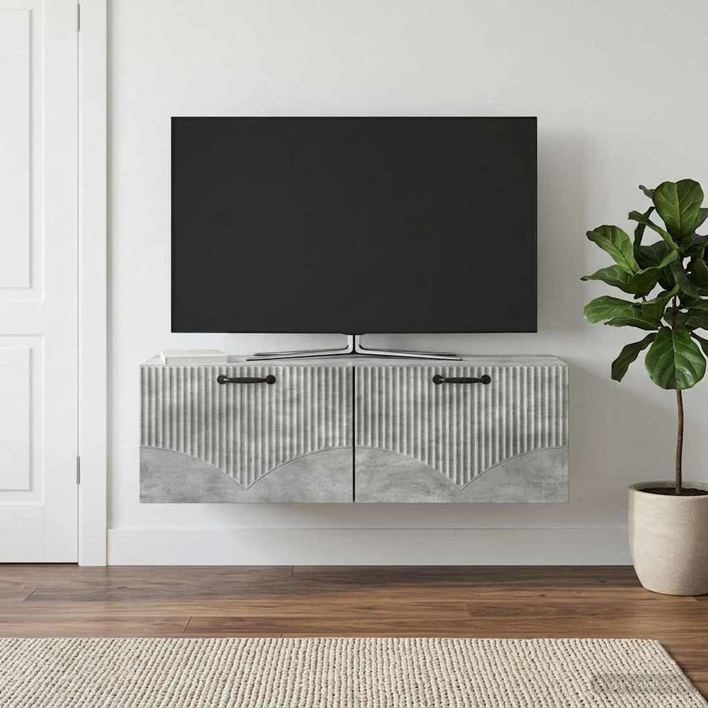 TV staliukas Sieninė TV spintelė Betono pilka 98 x 31 x 30 cm