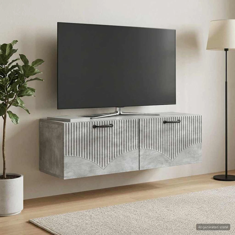 TV staliukas Sieninė TV spintelė Betono pilka 98 x 31 x 30 cm