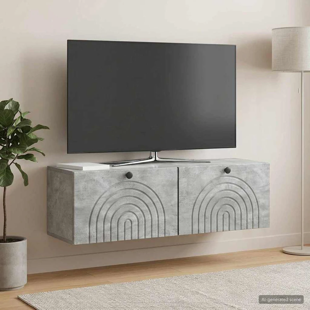 TV staliukas Sieninė TV spintelė Betono pilka 98 x 31 x 30 cm