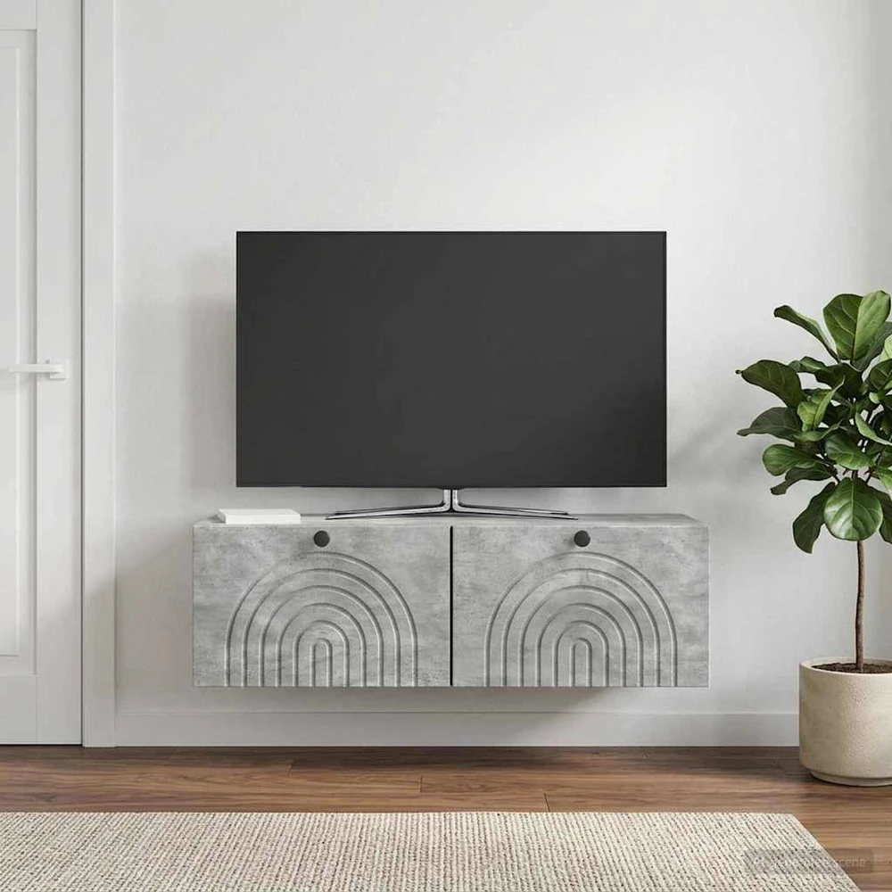 TV staliukas Sieninė TV spintelė Betono pilka 98 x 31 x 30 cm