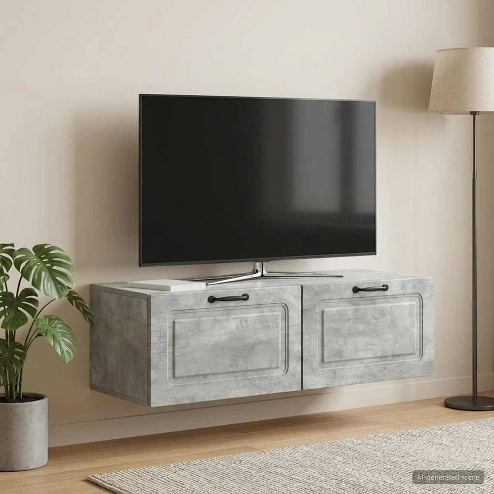 TV staliukas Sieninė TV spintelė Betono pilka 98 x 41 x 30 cm