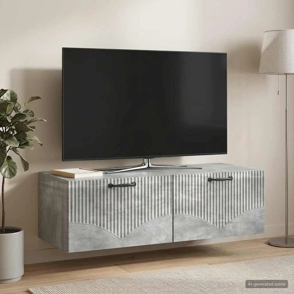 TV staliukas Sieninė TV spintelė Betono pilka 98 x 41 x 30 cm