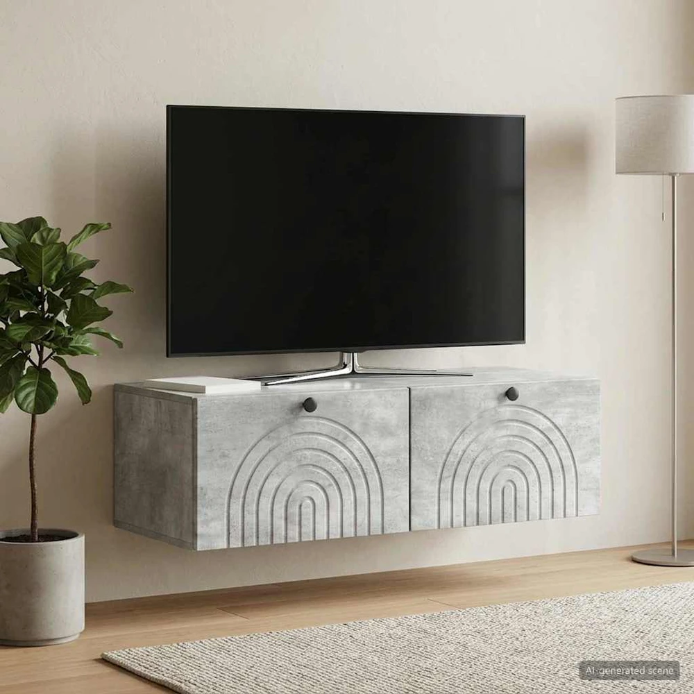 TV staliukas Sieninė TV spintelė Betono pilka 99 x 41 x 30 cm