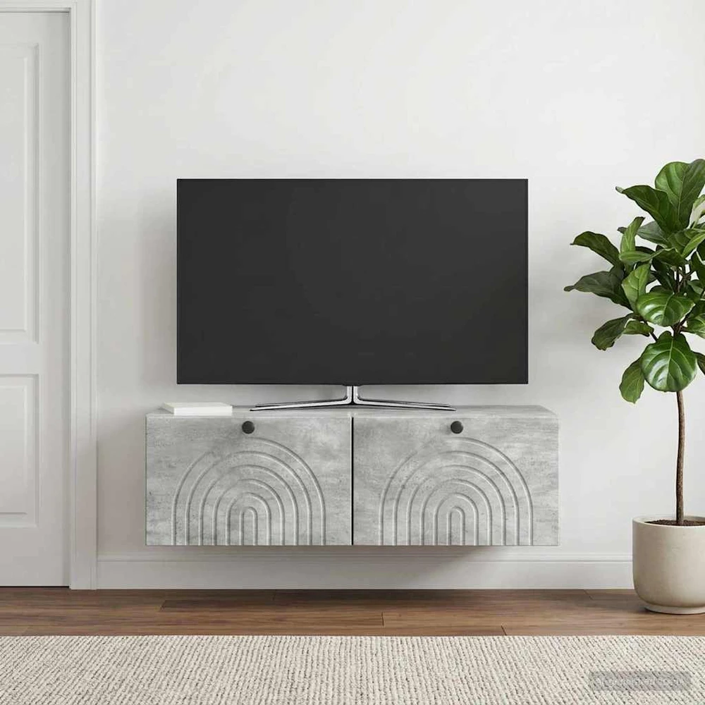 TV staliukas Sieninė TV spintelė Betono pilka 99 x 41 x 30 cm