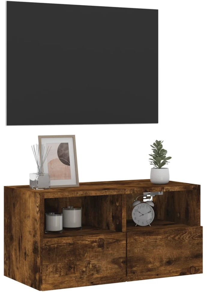 TV staliukas Sieninė TV spintelė, dūminė ąžuolo, 60x30x30cm, mediena