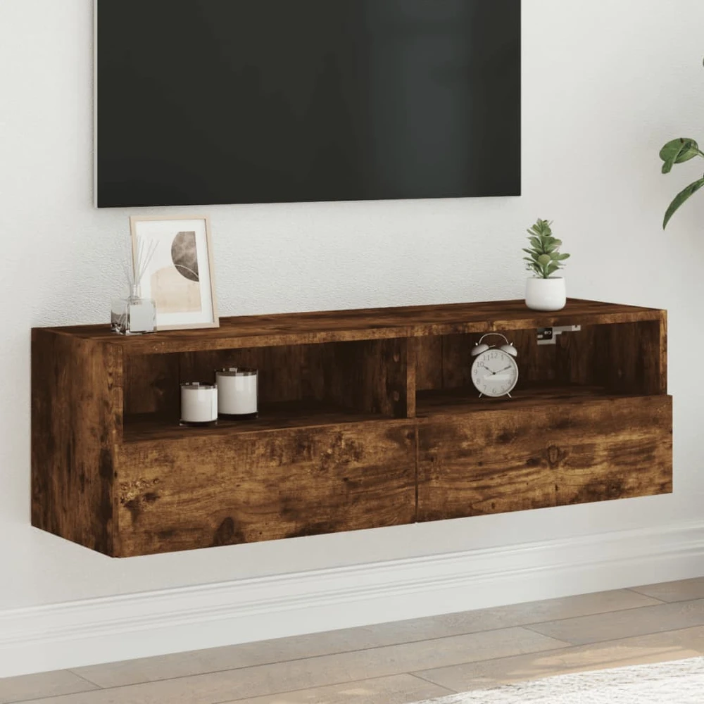TV staliukas Sieninė TV spintelė, dūminio ąžuolo, 100x30x30cm, mediena