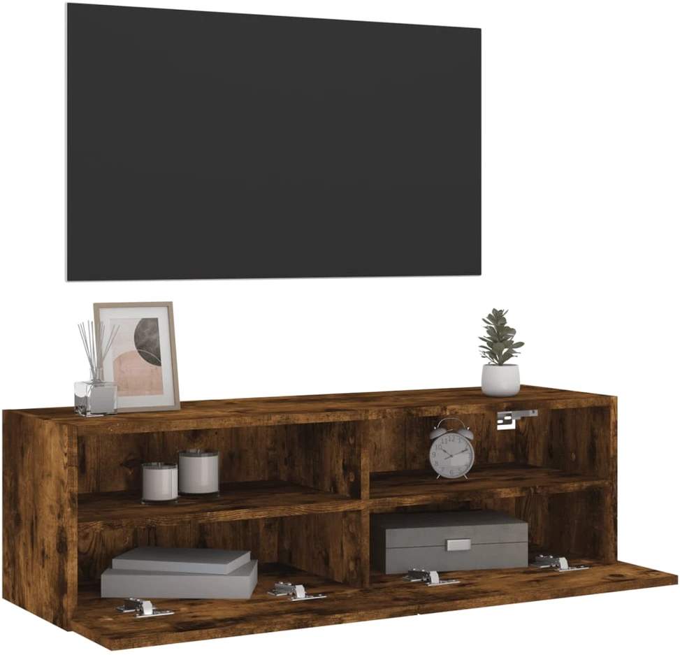 TV staliukas Sieninė TV spintelė, dūminio ąžuolo, 100x30x30cm, mediena