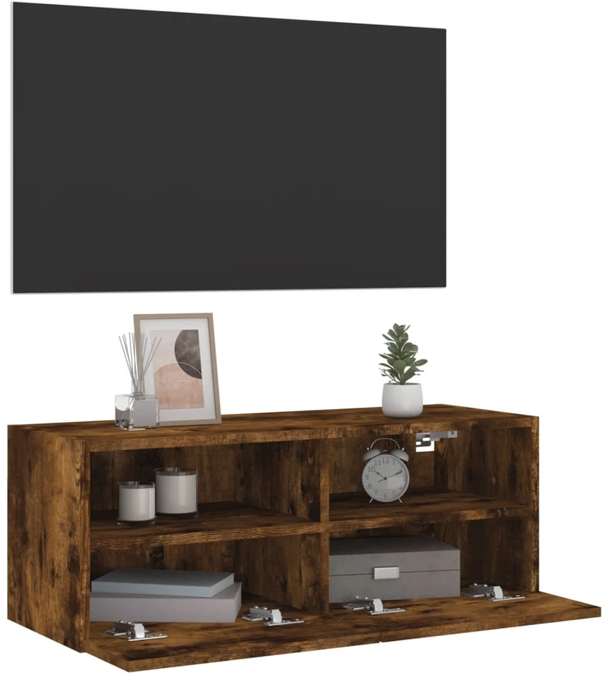 TV staliukas Sieninė TV spintelė, dūminio ąžuolo, 80x30x30cm, mediena