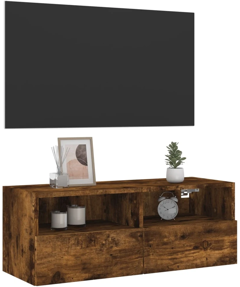 TV staliukas Sieninė TV spintelė, dūminio ąžuolo, 80x30x30cm, mediena