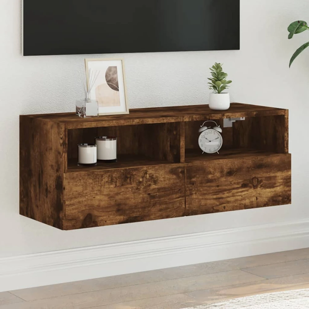 TV staliukas Sieninė TV spintelė, dūminio ąžuolo, 80x30x30cm, mediena