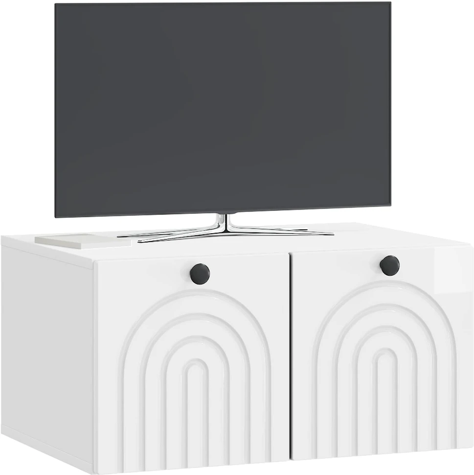 TV staliukas Sieninė TV spintelė Itin blizgi balta 59,5 x 41 x 30 cm