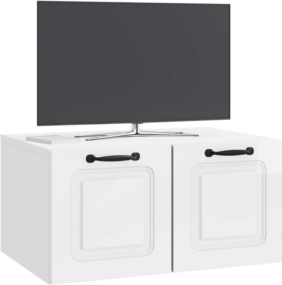 TV staliukas Sieninė TV spintelė Itin blizgi balta 59,5 x 41 x 30 cm