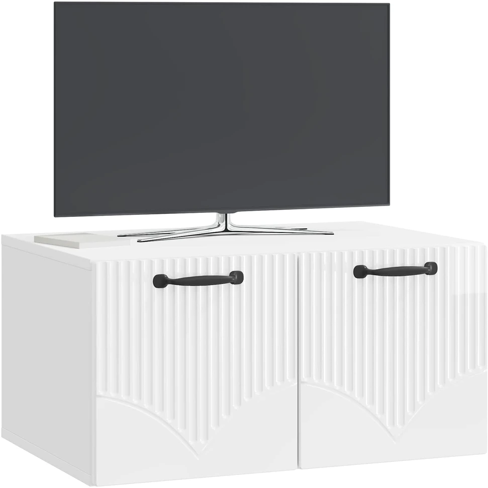 TV staliukas Sieninė TV spintelė Itin blizgi balta 59,5 x 41 x 30 cm