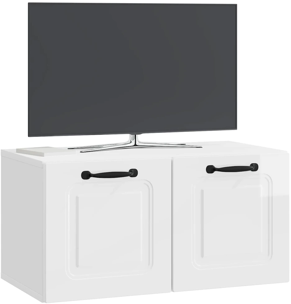 TV staliukas Sieninė TV spintelė Itin blizgi balta 59,5 x 31 x 30 cm
