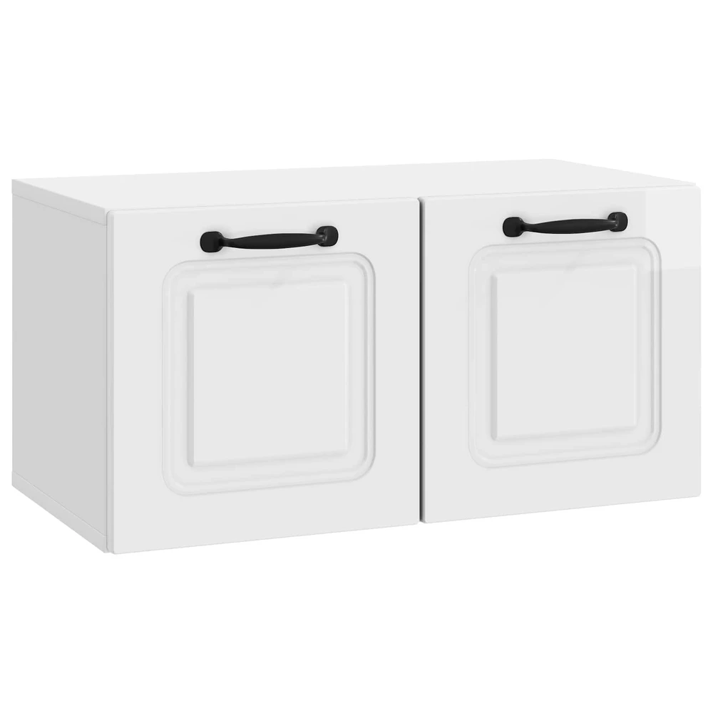 TV staliukas Sieninė TV spintelė Itin blizgi balta 59,5 x 31 x 30 cm