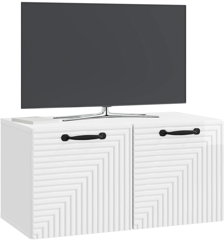 TV staliukas Sieninė TV spintelė Itin blizgi balta 59,5 x 31 x 30 cm