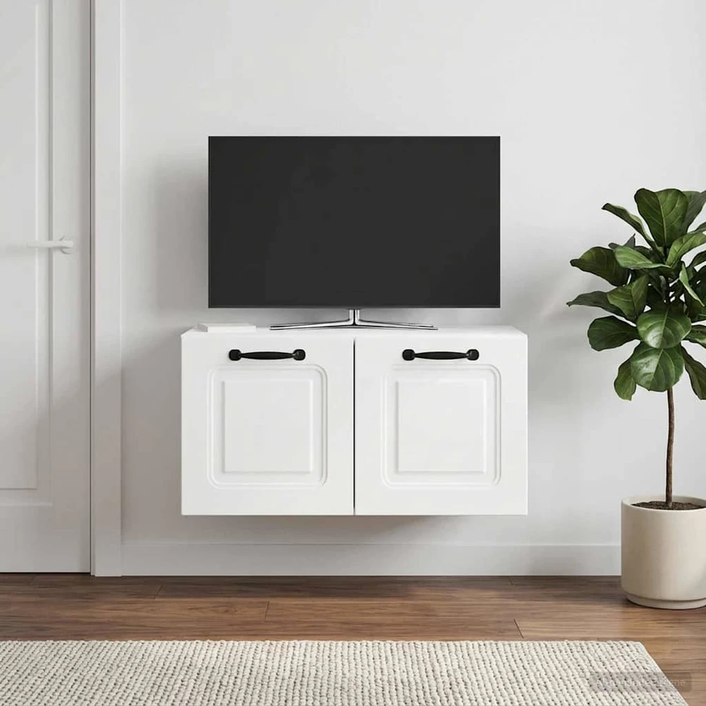 TV staliukas Sieninė TV spintelė Itin blizgi balta 59,5 x 31 x 30 cm
