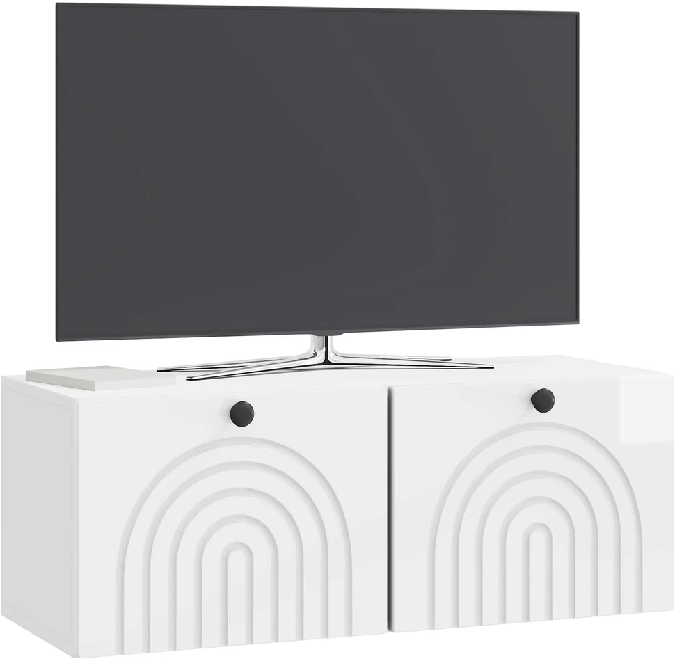 TV staliukas Sieninė TV spintelė Itin blizgi balta 78,5 x 31 x 30 cm