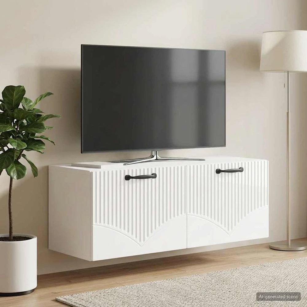 TV staliukas Sieninė TV spintelė Itin blizgi balta 78,5 x 31 x 30 cm