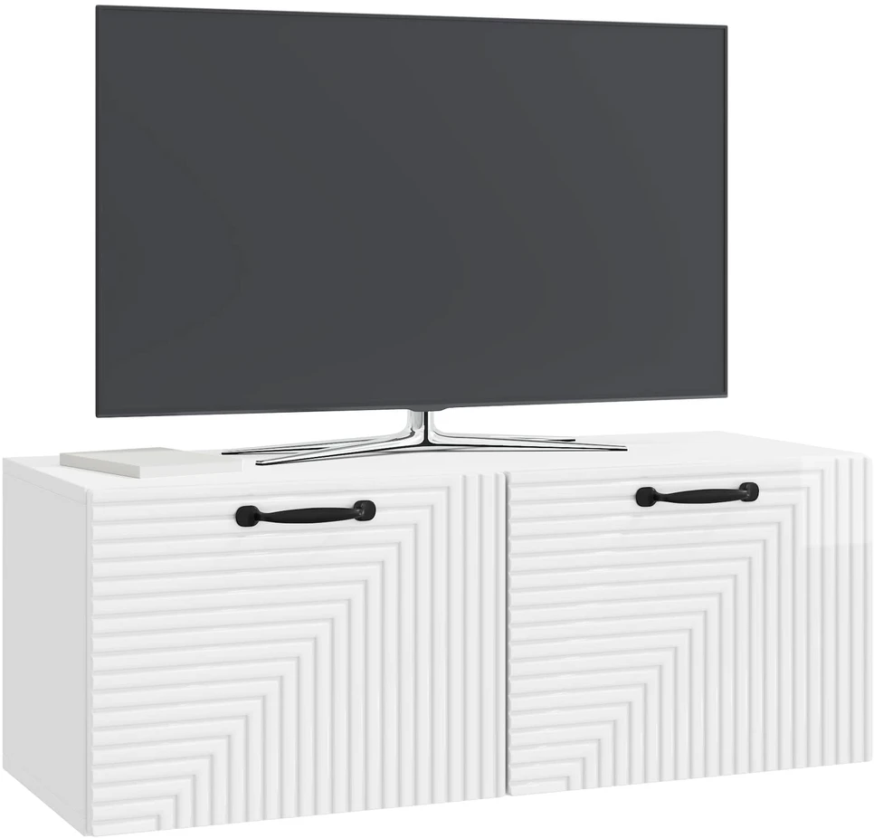 TV staliukas Sieninė TV spintelė Itin blizgi balta 78,5 x 31 x 30 cm