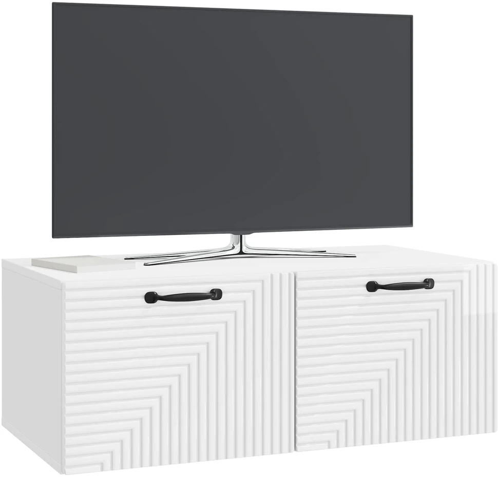 TV staliukas Sieninė TV spintelė Itin blizgi balta 78,5 x 41 x 30 cm