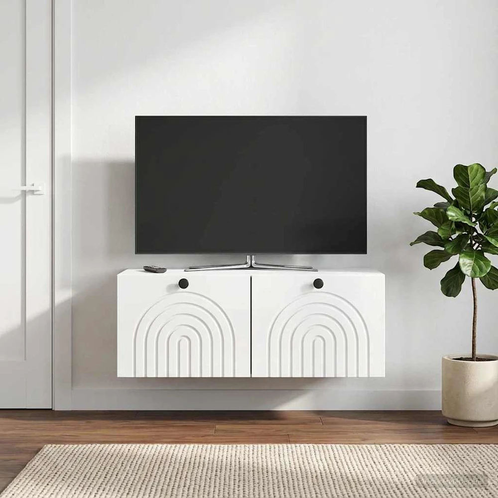 TV staliukas Sieninė TV spintelė Itin blizgi balta 78,5 x 41 x 30 cm