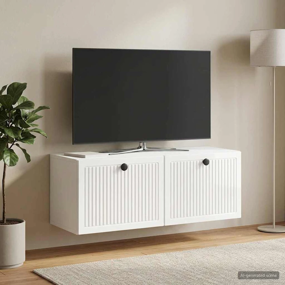 TV staliukas Sieninė TV spintelė Itin blizgi balta 78,5 x 31 x 30 cm