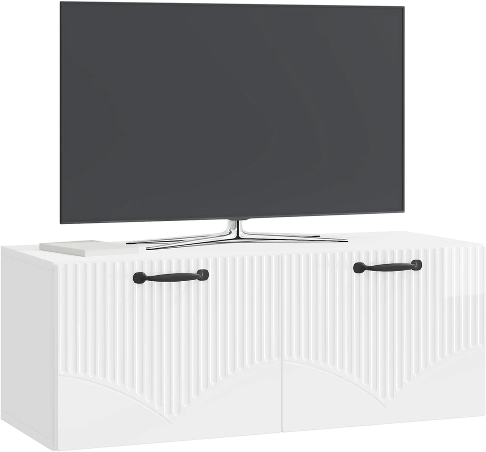 TV staliukas Sieninė TV spintelė Itin blizgi balta 78,5 x 31 x 30 cm