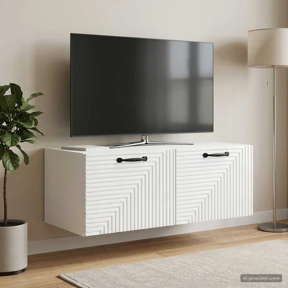 TV staliukas Sieninė TV spintelė Itin blizgi balta 78,5 x 41 x 30 cm