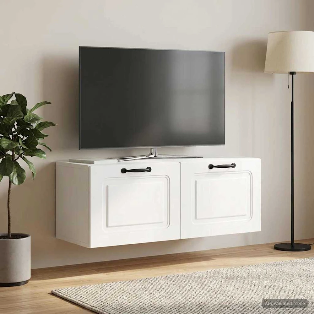 TV staliukas Sieninė TV spintelė Itin blizgi balta 78,5 x 31 x 30 cm