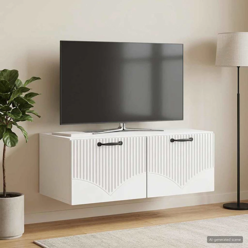 TV staliukas Sieninė TV spintelė Itin blizgi balta 78,5 x 41 x 30 cm